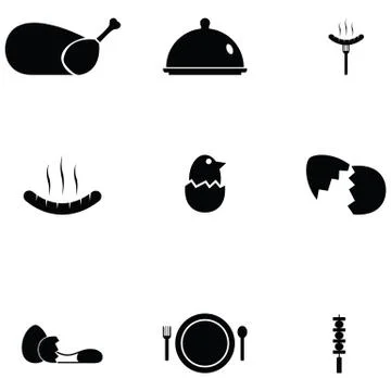 Chicken icon set Stock Illustration