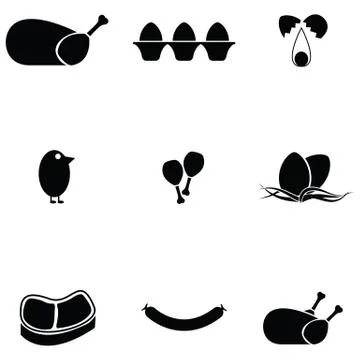 Chicken icon set Stock Illustration