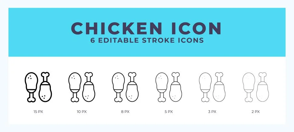 Chicken icon symbol. Isolated. Vector illustration with editable stroke. Stock Illustration