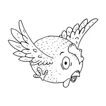 Chicken icon. Vector illustration of a flying chicken. Hand drawn funny chick Stock Illustration