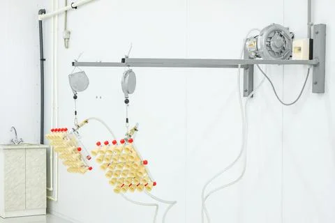 Chicken incubator machine, new empty hatchery, agricultural industry Stock Photos