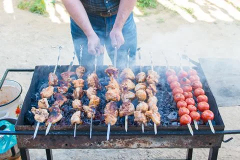 Chicken kebab for dinner Stock Photos