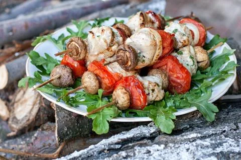 Chicken kebabs Stock Photos