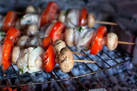 Chicken kebabs Stock Photos