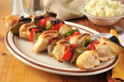 Chicken kebabs Stock Photos