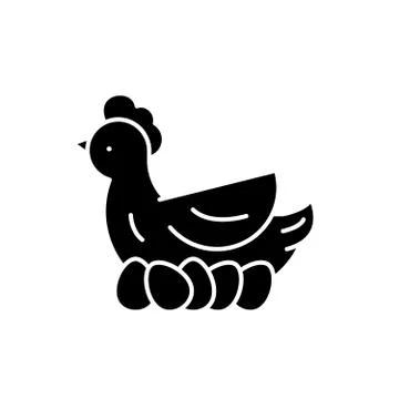 Chicken layer black icon, vector sign on isolated background. Chicken layer Stock Illustration
