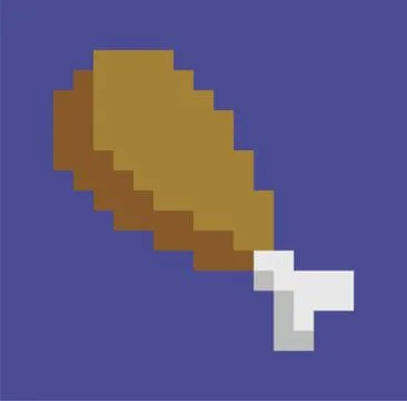 Chicken Leg Fried Drumstick Isolated Pixel Art Stock-Illustration
