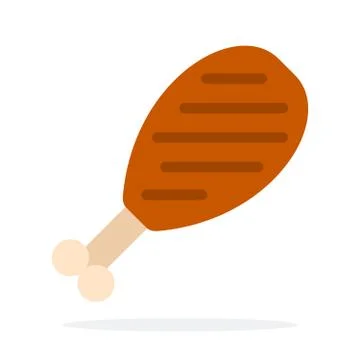 Chicken leg fried on a grill vector flat isolated Stock Illustration