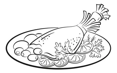 Chicken Leg with Garnish Stock Illustration
