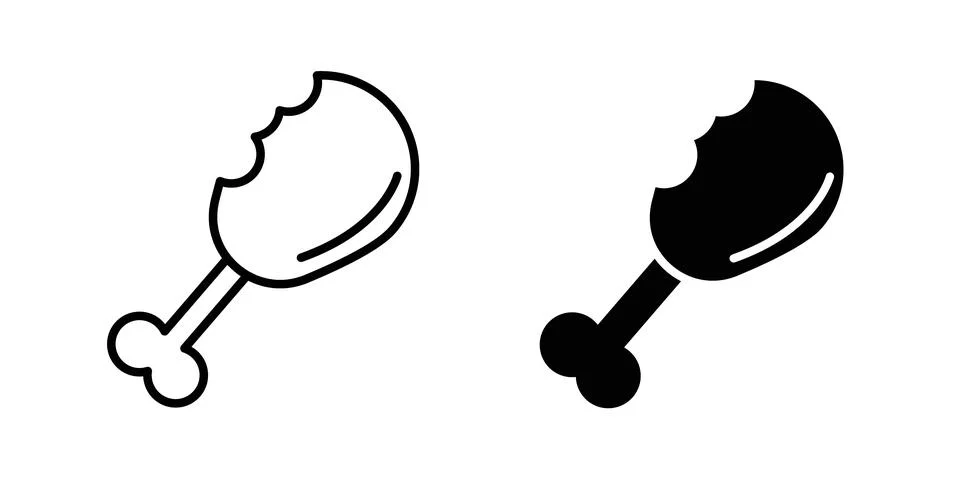 Chicken leg icon vector template set in black Stock Illustration