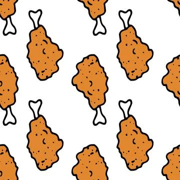 Chicken leg pattern in breadcrumbs. Seamless pattern of often arranged chicken Stock Illustration