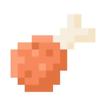 Chicken leg pixel art vector icon, cartoon fast food, fried, grilled hen meat Stock Illustration