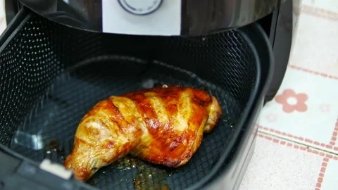 Chicken legs deep fried in a Air Fryer, No oil for healthy eating, Video stock 170920102