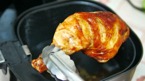 Chicken legs deep fried in a Air Fryer, No oil for healthy eating, Stock Footage 170920143