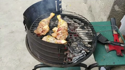 Chicken legs on the grill Stock Footage 130517900