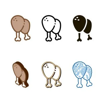 Chicken legs icon stylized vector outline Stock Illustration