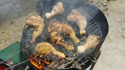 Chicken Legs Roasted On The Grill Stock Footage 130517904