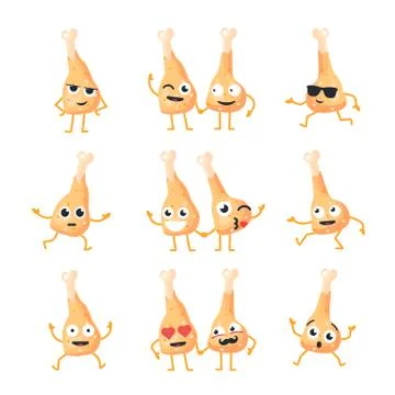 Chicken Legs - vector set of mascot illustrations. Stock Illustration