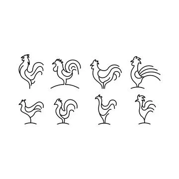 Chicken linear icons set Stock Illustration