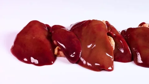 Chicken liver on white background, rotating Stock-Footage 323575066