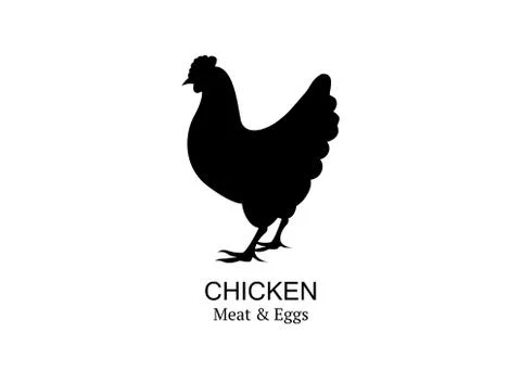 Chicken logo icon, vector chicken silhouette, bio meat and eggs farm concept Stockillustratie