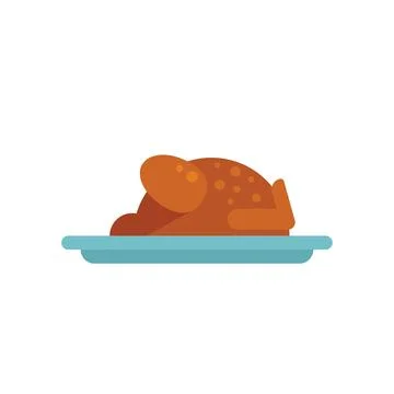Chicken lunch icon flat vector. Meal school イラスト素材