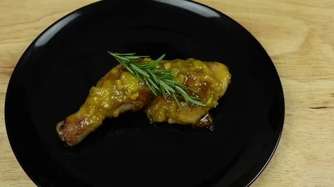 Chicken mango chutney pan Stock Footage 78145529