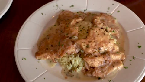 Chicken marsala with rice Stock Footage 131919288