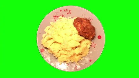 Chicken with mashed potatoes 01 Stock Footage 44453157