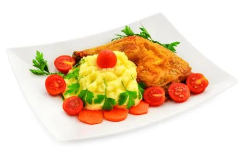 Chicken with mashed potatoes Stock Photos