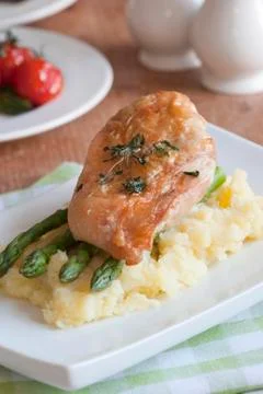 Chicken with mashed potatoes Stock Photos