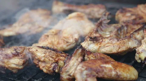 Chicken meat on bbq grill Stock Footage 41784627