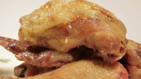 Chicken meat on a plate Stock Footage 71104384