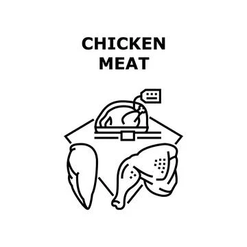Chicken Meat Vector Concept Black Illustration Stock Illustration