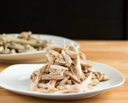 Chicken meat was cut into small pieces Stock Photos