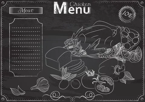 Chicken menu chalk Stock Illustration