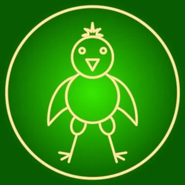 The chicken in the neon circle. Easter. Stock Illustration