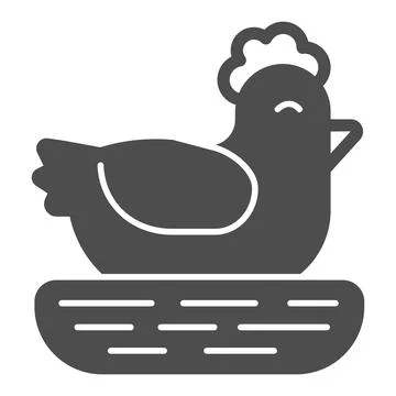 Chicken in nest solid icon, Happy Easter concept, Easter Christian symbol on Stock Illustration