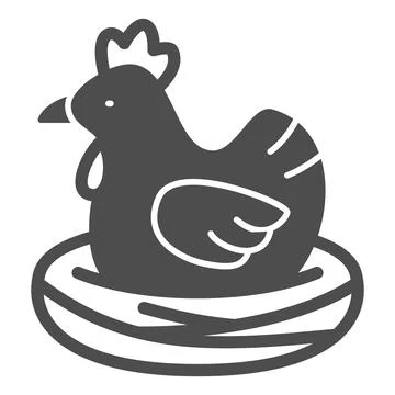 Chicken in nest solid icon, poultry concept, brood hen bird vector sign on white イラスト素材