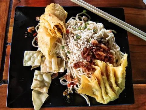 Chicken noodle dumplings Stock Photos
