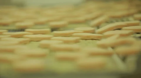 Chicken nuggets on a conveyor Stock Footage 39420698