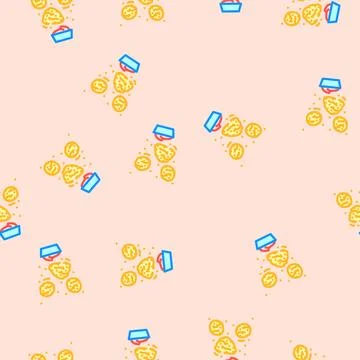 Chicken nuggets fast food vector seamless pattern Stock Illustration
