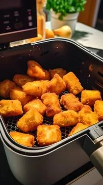 Chicken Nuggets in the grease machine. Stock Photos