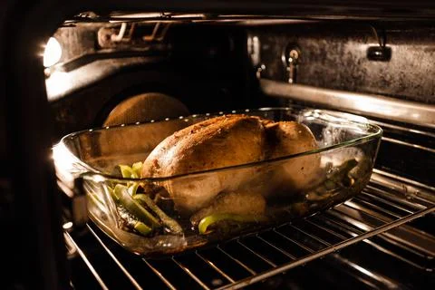 Chicken in the oven Stock Photos