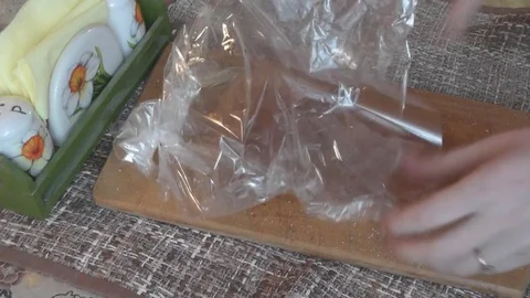 The Chicken is Packed in a Package For Baking Stock Footage 73506207