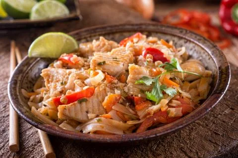 Chicken Pad Thai Stock Photos