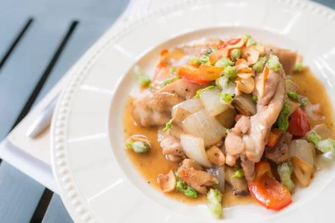 Chicken pan fried Stock Photos