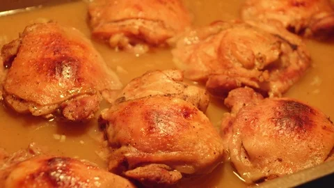 Chicken parts in the Oven Stock Footage