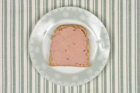 Chicken Pate with Red Pepper on a Slice of Bread Stock Photos