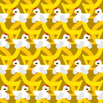 Chicken pattern seamless. hen background. farm bird texture Stock Illustration